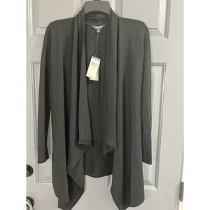 Ralph Lauren Black Knit Open Front Drape Cardigan XS Sweater - NWT's